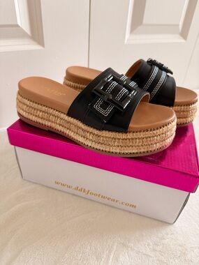 Platform Espadrille and Slide Sandals in Black by Unknown Brand